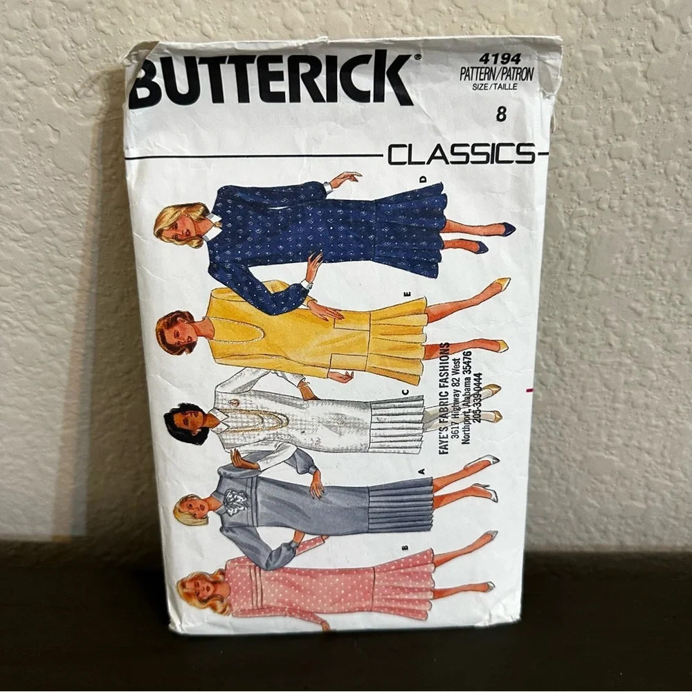 Vintage Sewing Pattern Butterick Classics Dress Working Girl Size 8 1980s 80s